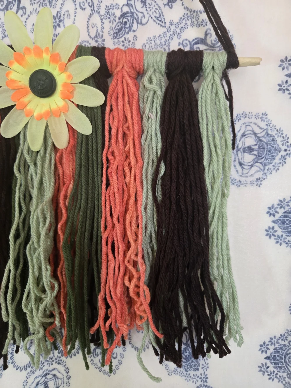 4/$15 Sunflower Grandma Home Decor Handmade Green, Orange Brown Wall Hanging